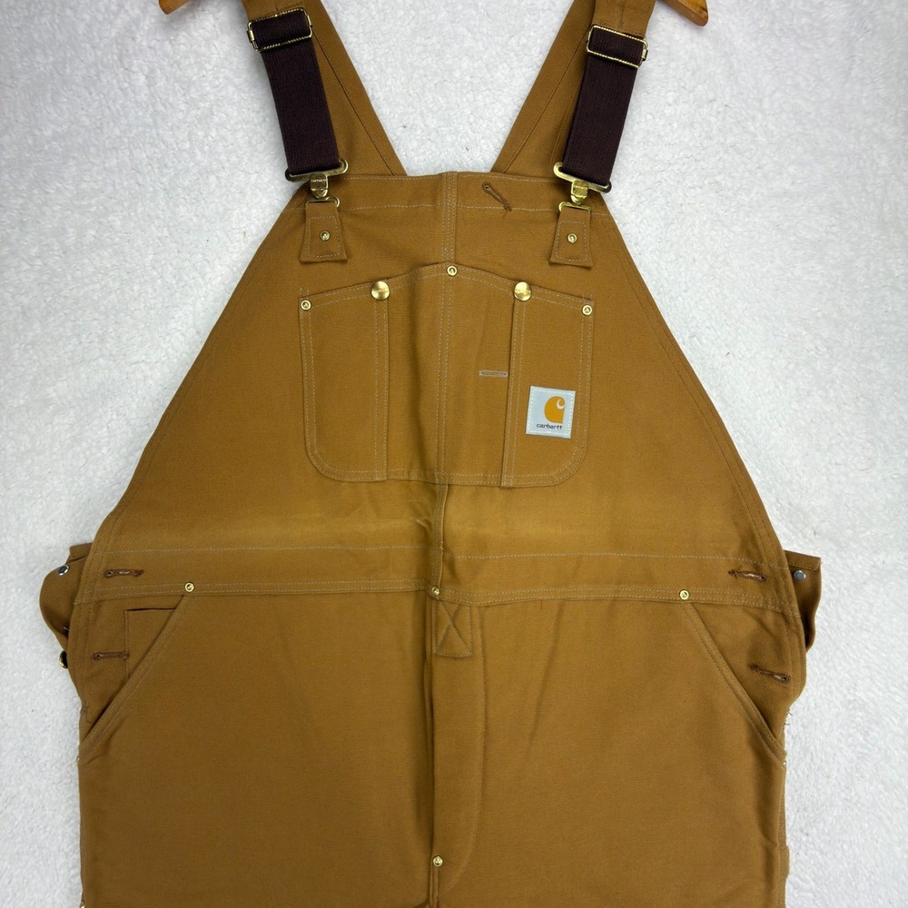Carhartt Quilt Lined Duck Bibs Overalls Mens 48x30 6FBQZ Brown NWT NOS